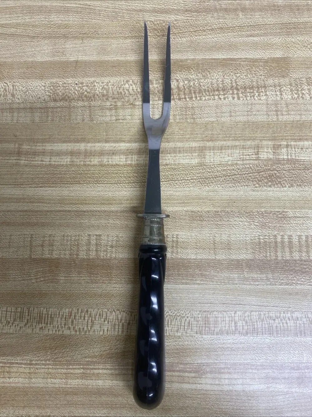 Vintage Craftsman Stainless USA Heavy Duty Carving Fork Black Handle 11.75”